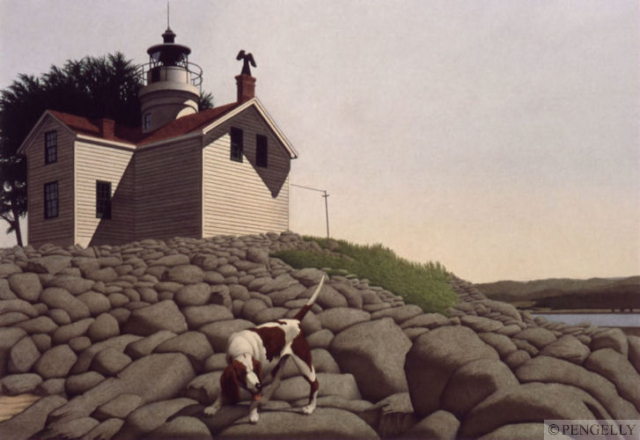 "Battery Point Lighthouse" 1998 Watercolor 12 x 18 in - Private Collection, CA, USA