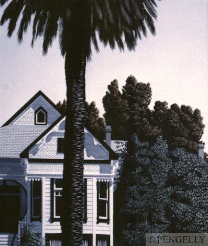 "Black & White, Sacramento, CA" 1985 Watercolor 15 x 12 in - Private Collection, USA
