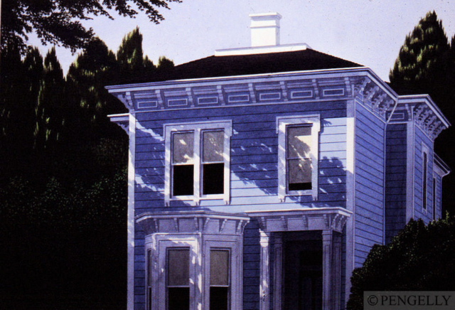 "Another Blue House" 1989 Watercolor 10 x 16 in. - Private Collection, USA