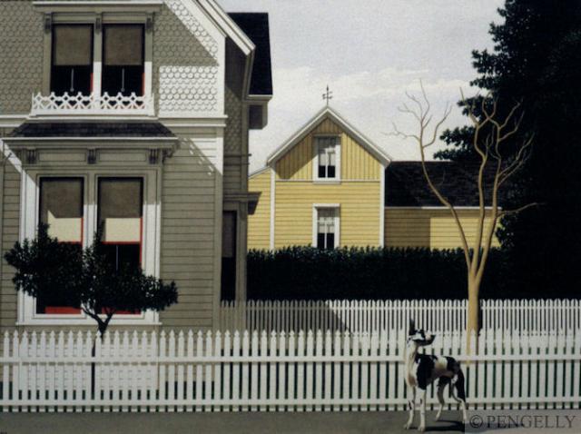 "Fences, Ferndale, CA" 1991 Watercolor 18 x 28 in. - University of California, Davis, USA
