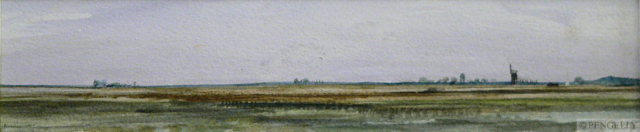 "Norfolk Broads" 1972 Watercolor 3 x 12 in.