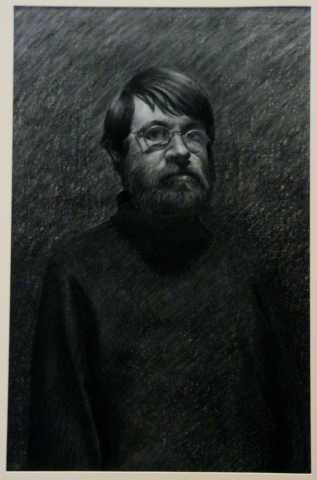 "Self-Portrait" 1982 Conte Crayon 28 x 18 in.