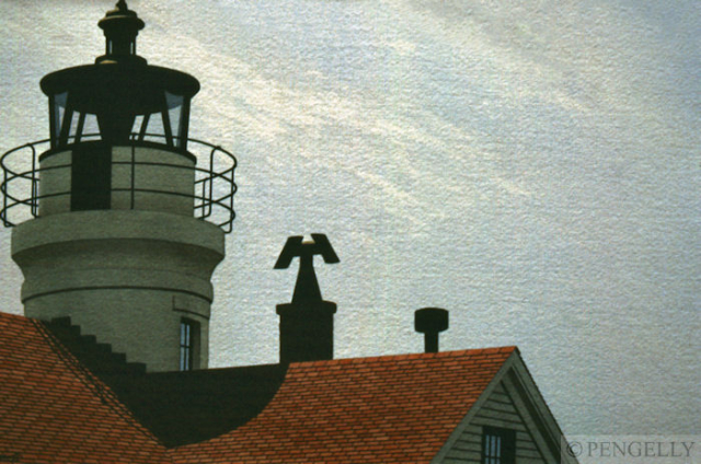 "Battery Point Lighthouse" 1988 Watercolor 7 x 11 in. - Private Collection, USA
