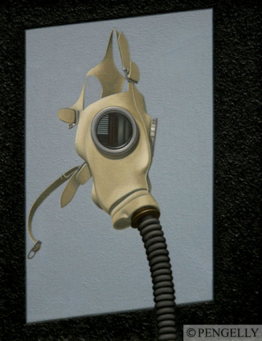 "Gas Mask" 1996 Oil on Canvas 18 x 14 in.